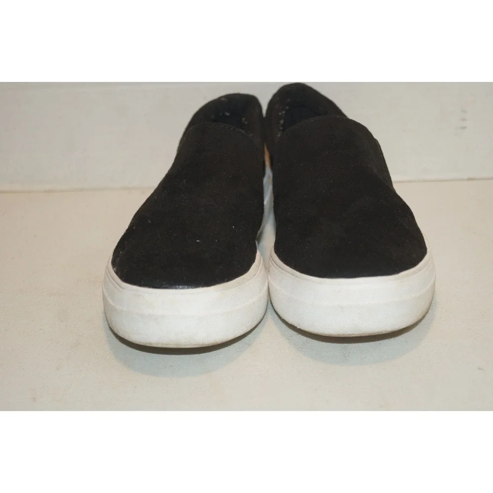Soda Shoes Womens Size 8.5 Comfort Slip On Platform Loafer Black Faux Suede